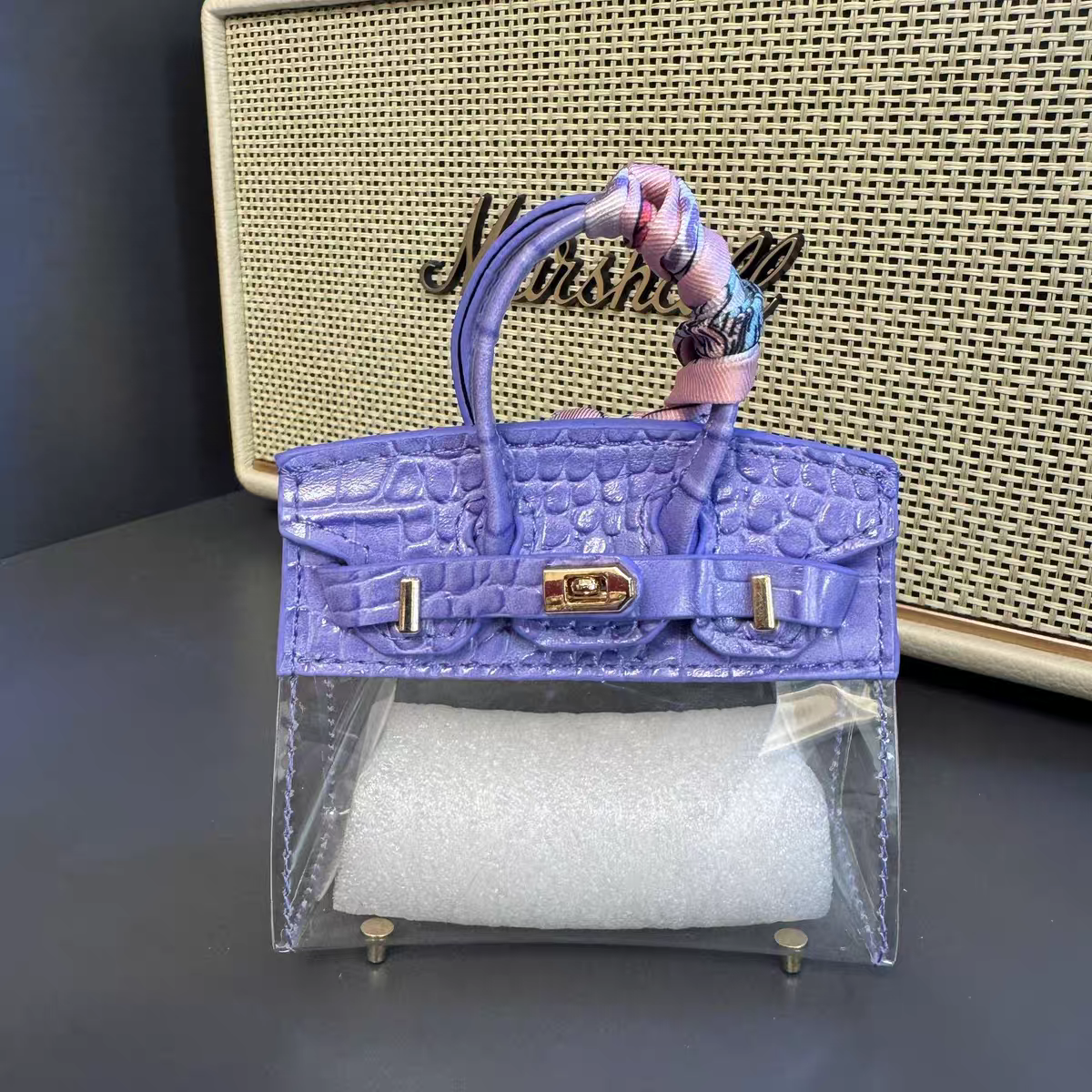 Purple Mini Birkin Bag Charm