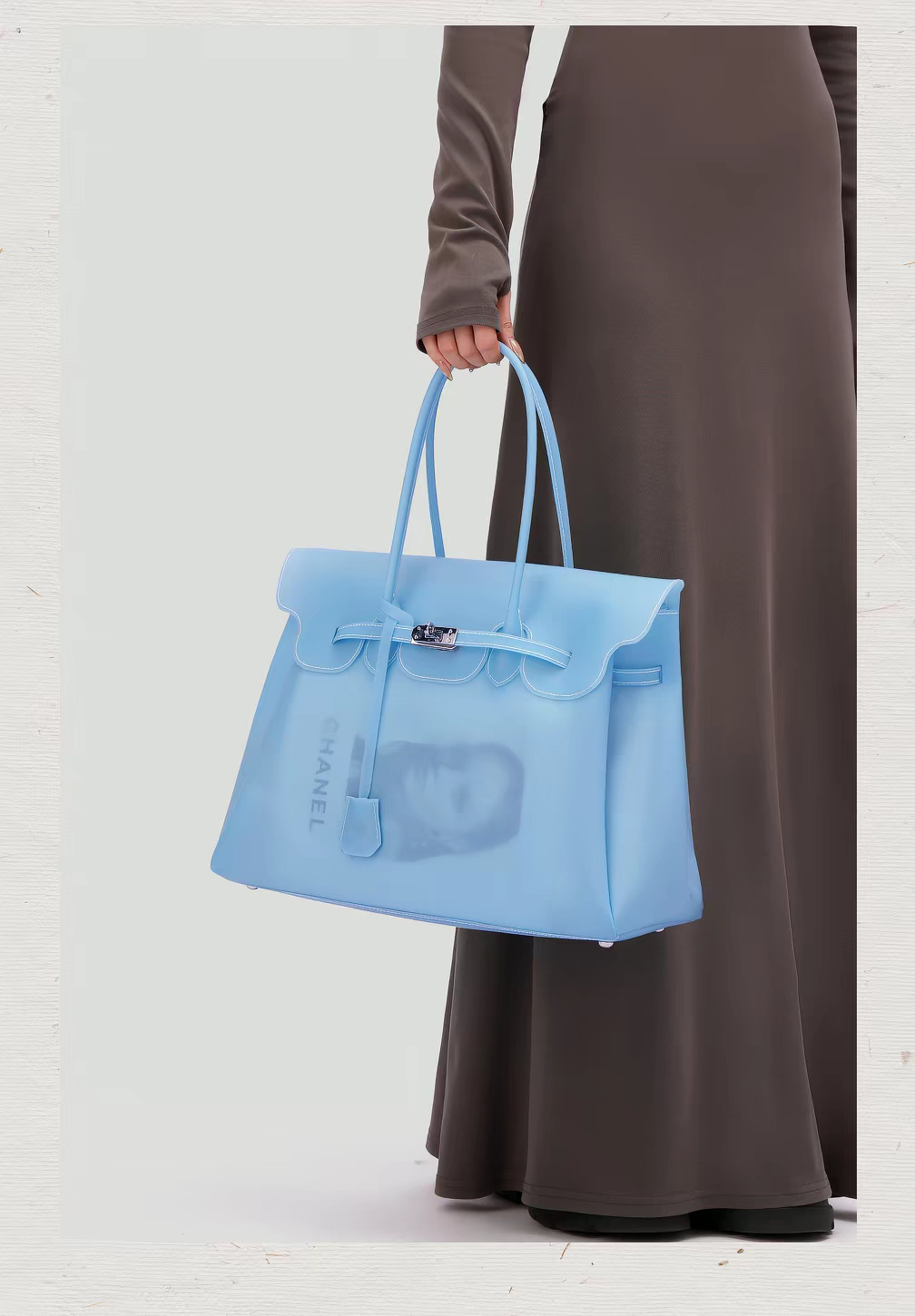 Premium Jelly Firkin Handbag – Sky Blue 40cm