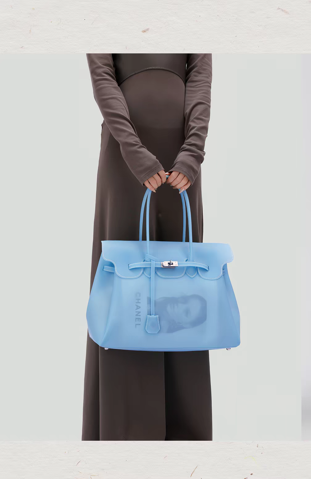Premium Jelly Firkin Handbag – Sky Blue 40cm